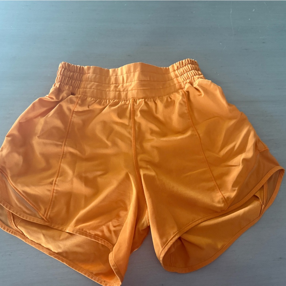 Lululemon Athletica Orange Smocked Athletic Shorts